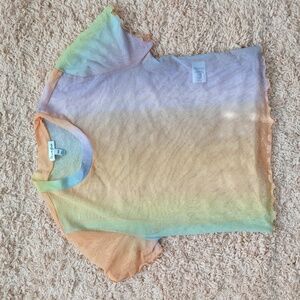 Love Fire Mesh Ruffle‎ Nylon Shirt M